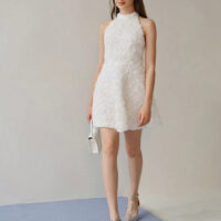 لباس مجلسی گل برجسته بکلس سفید