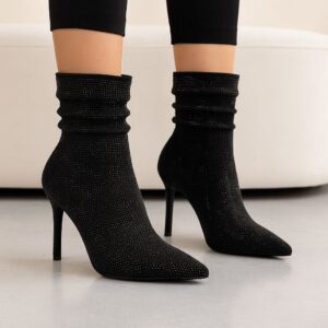 بوت نگینی زنانه پاشنه بلند