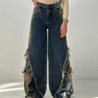 شلوار فول بگ بغل دمپا ریش گازوئیلی سایه دار