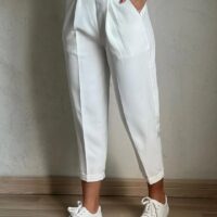 شلوار مام استایل دمپا پاکتی پارچه ای کمرکش